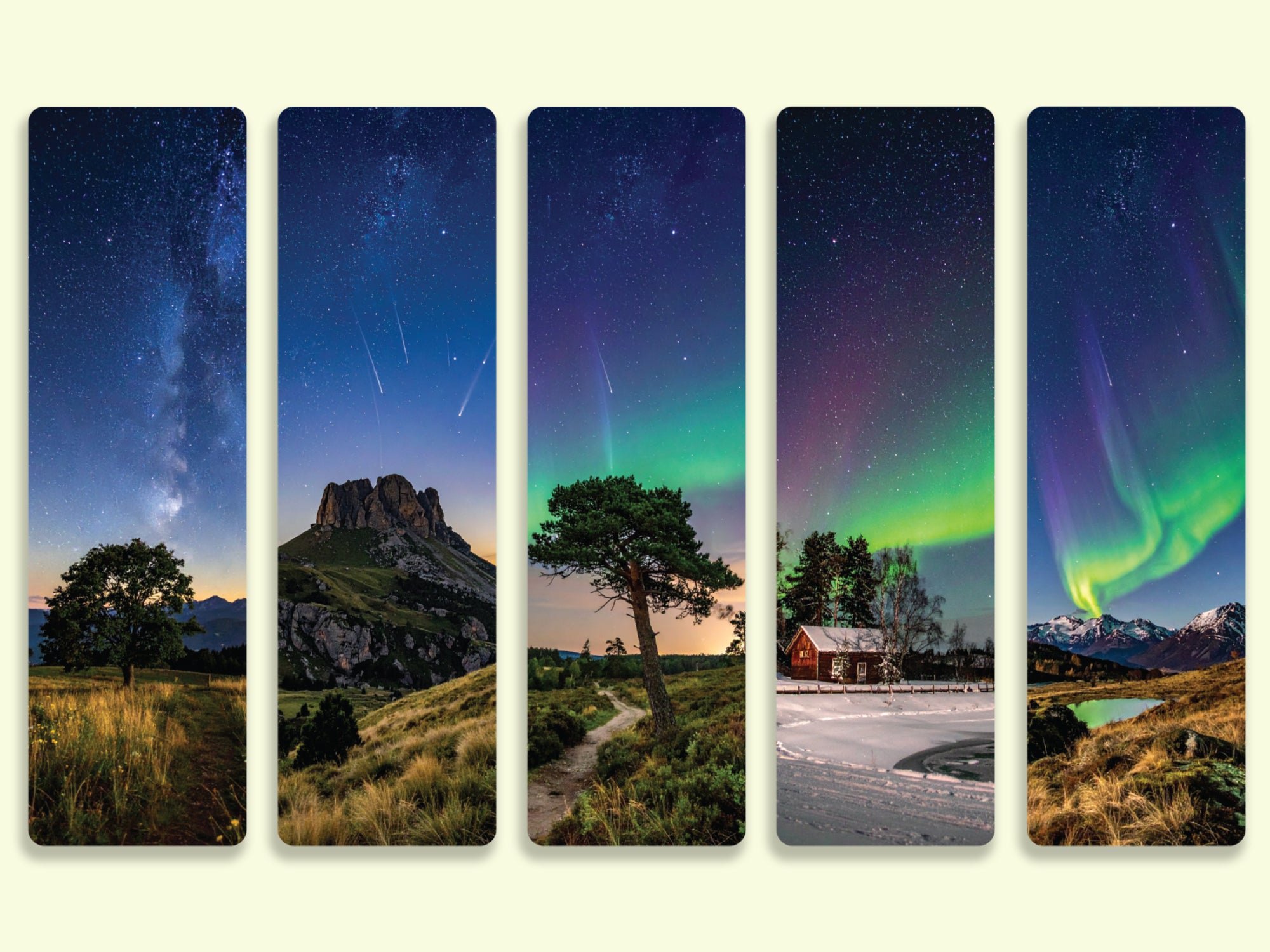 Starry Night and Aurora Bookmark Collection – Handmade & Laminated