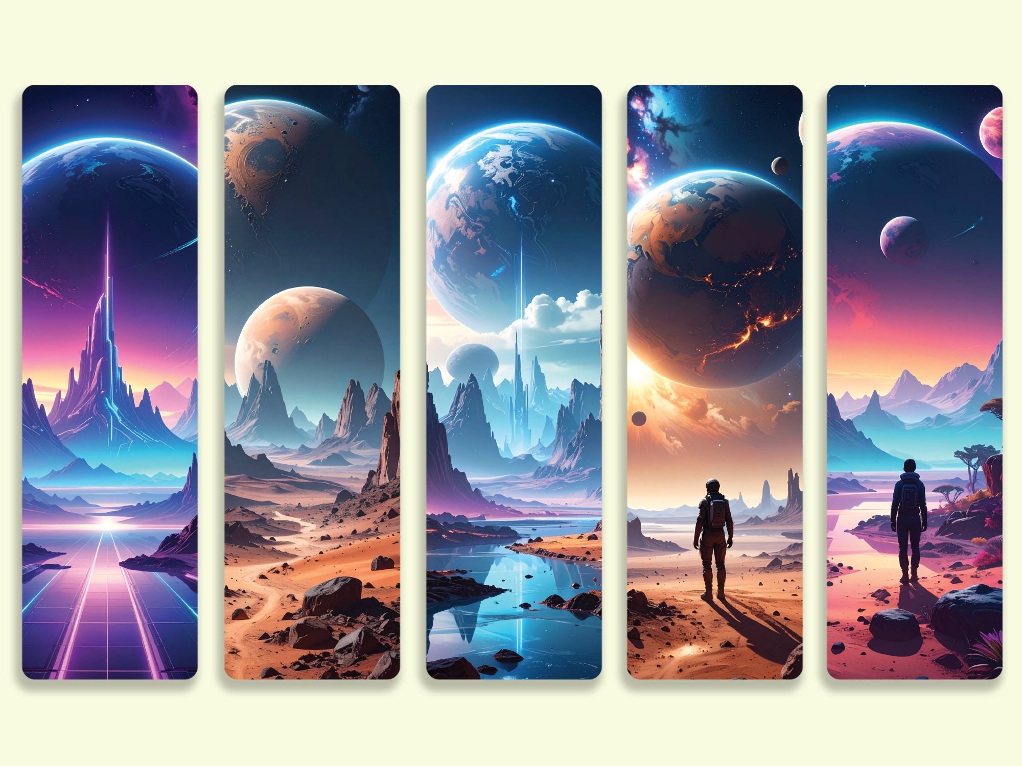 Cosmic Planet Bookmark Collection – Handmade, Sci-Fi & Laminated