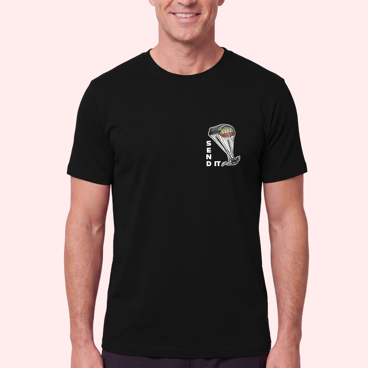 Skydiving Send It Pocket Print T-Shirt for Swoopers