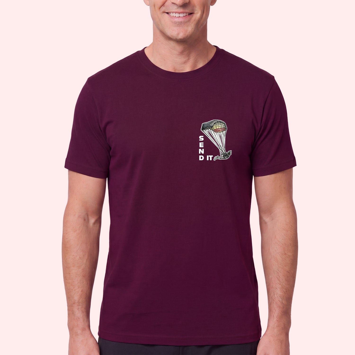 Skydiving Send It Pocket Print T-Shirt for Swoopers