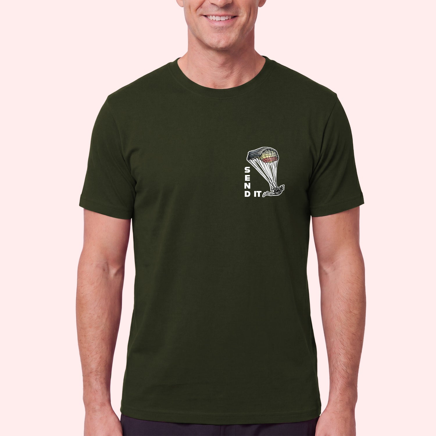 Skydiving Send It Pocket Print T-Shirt for Swoopers