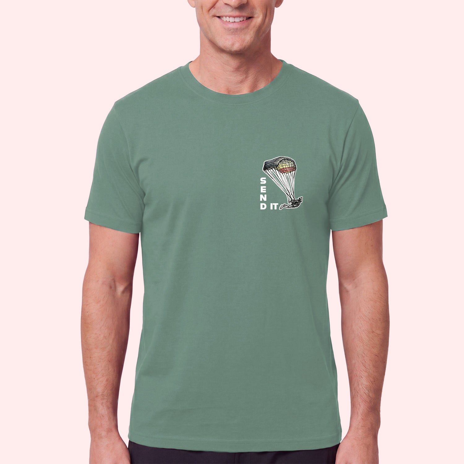 Skydiving Send It Pocket Print T-Shirt for Swoopers