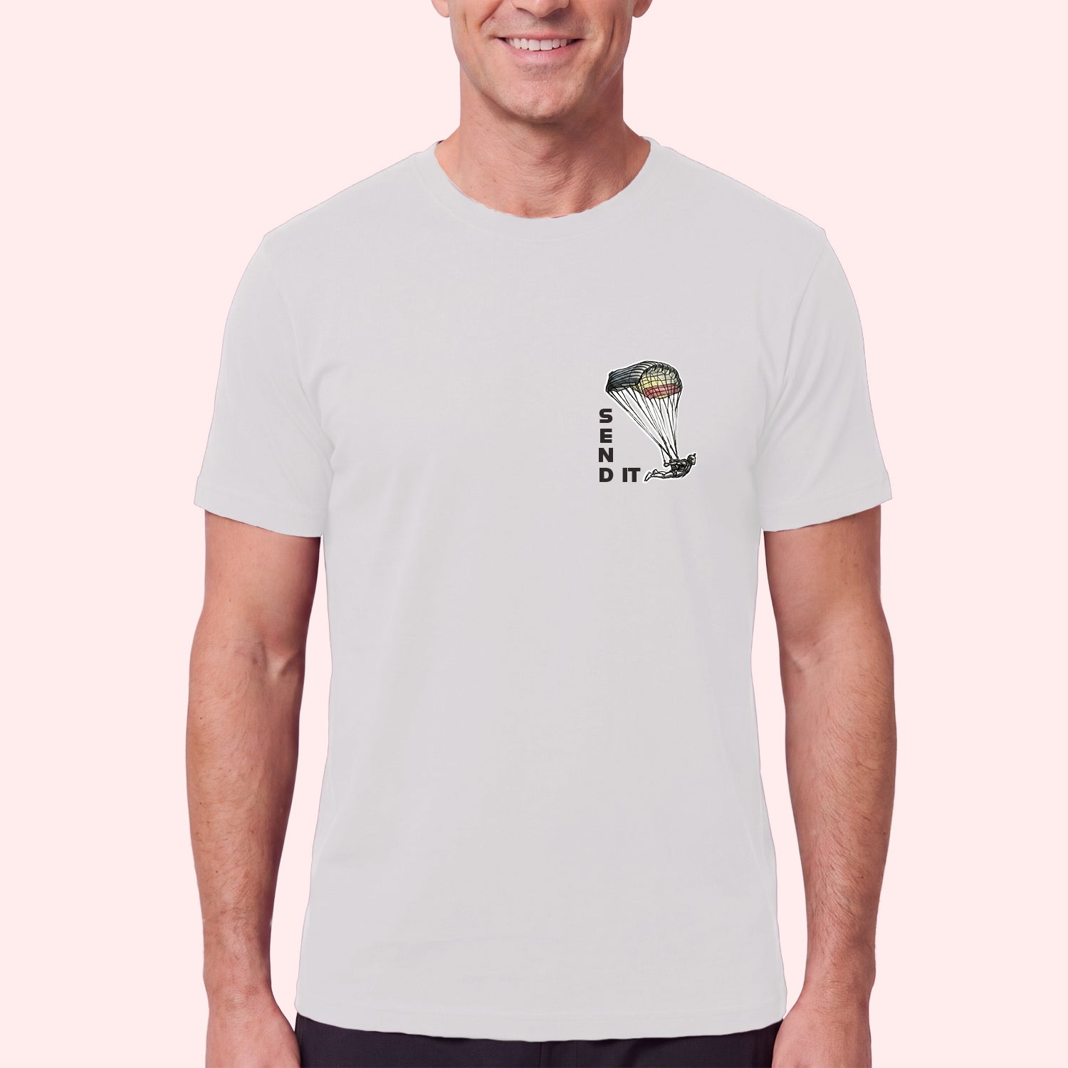 Skydiving Send It Pocket Print T-Shirt for Swoopers